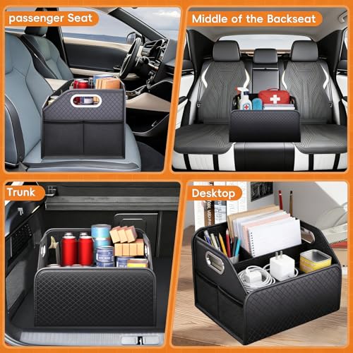 Car Trunk Organizer and Car Storage,Collapsible Multi-Compartment Car Organizers, Waterproof Foldable Luggage Bag with 4 Pockets，Suitable for Any Car