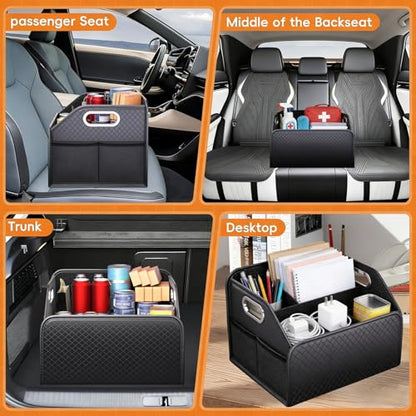 Car Trunk Organizer and Car Storage,Collapsible Multi-Compartment Car Organizers, Waterproof Foldable Luggage Bag with 4 Pockets，Suitable for Any Car