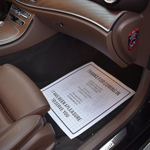 Paper Floor Mats for Cars, 100Pcs Disposable White Automotive Floor Mats Kraft Paper, Waterproof Car Foot Pads Protective Papers, Thank You Mats for Car Detailing, Auto Dealership 16x20inch