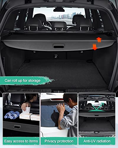 Powerty Retractable Cargo Cover for 2008-2015 Merecedes Benz GLK-Class-Canvas Texture Trunk Cover Privacy Screen Rear Security Shade for GLK Accessories - size: 2008-2015 Merecedes Benz GLK