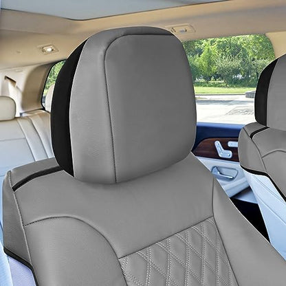 FH Group Deluxe Faux Leather Diamond Pattern Front Set Car Seat Cushions (Solid Gray) with Gift - Universal Fit for Cars, Trucks, & SUVs - color: Gray
