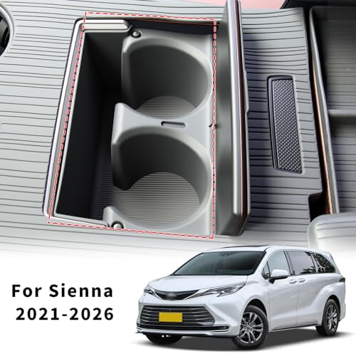 Center Console Cup Holder Insert for Toyota Sienna 2021-2026 Water Bottle Cupholder TPE Sienna Accessore Compatible with LE/XLE/XSE/Woodland Edition/Limited/Platinum(Gray) - size: Center Console Cup Holder Insert