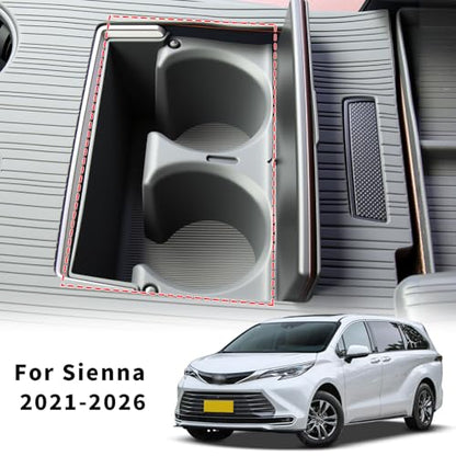 Center Console Cup Holder Insert for Toyota Sienna 2021-2026 Water Bottle Cupholder TPE Sienna Accessore Compatible with LE/XLE/XSE/Woodland Edition/Limited/Platinum(Gray) - size: Center Console Cup Holder Insert