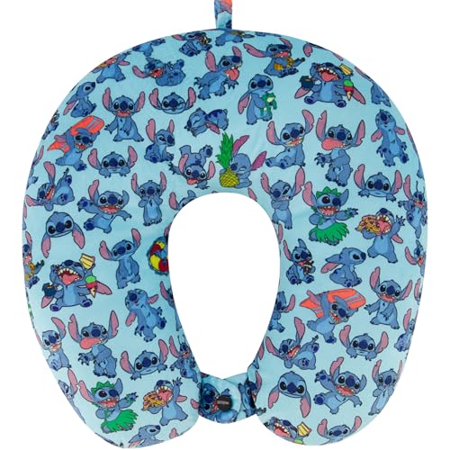 Disney Stitch Kids Travel Neck Pillow for Airplane, Car and Office Comfortable and Breathable, Blue