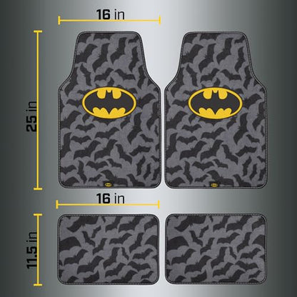 Batman Carpet Car Floor Mats, DC Comics Design, for Car, Truck, SUV - Comfortable, No Slip Nib Backing, Unique Full Print, Protects Car Floor - style: Vehicle Floor Mat