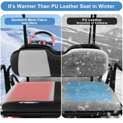 MOSNAI Golf Cart Rear Seat Cover for EZGO Club Car Yamaha Aftermarket Rear Seat Cushion, Breathable Mesh & Leather, Stay Cool on Hot Sunny Days, Perfect for Neighborhood Rides and Golf Course - style: Fit Aftermarket Rear Seat