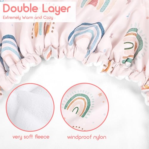 Winter Car Seat Cover Baby Girl Boy, Warm & Windproof Infant Carseat Cover Canopy Protect Baby from Cold Weather, Plush Fleece, Pink Rainbow - color: Pink Rainbow