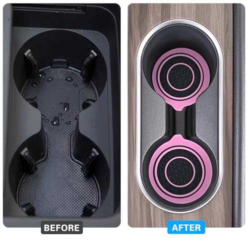 Mandark Car Cup Holder Coaster, 2.75 Inch Non-Slip Vehicle Cup Holder Insert Mats, Dustproof Automotive Interior Console Cup Insulated Pads Accessories, Universal for SUV, Sedan, Truck (Pink) - color: Pink
