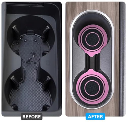 Mandark Car Cup Holder Coaster, 2.75 Inch Non-Slip Vehicle Cup Holder Insert Mats, Dustproof Automotive Interior Console Cup Insulated Pads Accessories, Universal for SUV, Sedan, Truck (Pink) - color: Pink