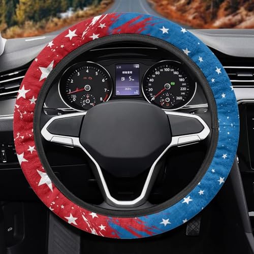 AFPANQZ 4th of July Steering Wheel Cover for Cars Universal Fit 14 to 15 inch, American Pattern Car SUV Sedans Accessories Steering Wheel Protection Sweat Absorption - color: American Pattern