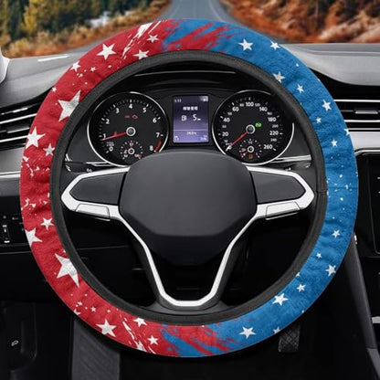 AFPANQZ 4th of July Steering Wheel Cover for Cars Universal Fit 14 to 15 inch, American Pattern Car SUV Sedans Accessories Steering Wheel Protection Sweat Absorption - color: American Pattern