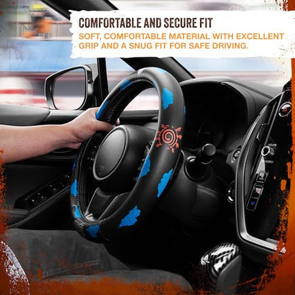 Naruto Shippuden Car Steering Wheel Cover, 15 Inch Anime Steering Wheel Cover, Cushioned Soft Comfortable Cover Anime Car Accessories for Men Women, Kumogakure - color: Naruto Kumogakure