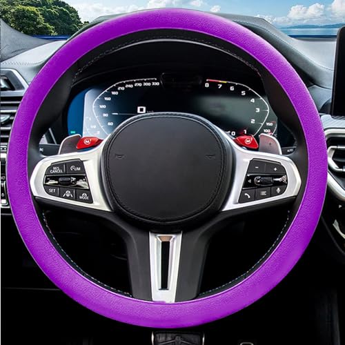 JDDRY Car Steering Wheel Cover,Silicone Steering Wheel Protector,Universal Fit Automotive Steering Wheel Cover,Steering Wheel Protective Cover(Purple,1PC) - color: Purple