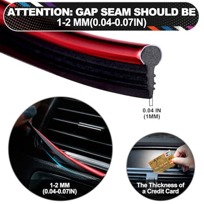 Spurtar Car Interior Trim Strip – Red Interior Decorative Molding Line, Aesthetic Auto Accessories for Women & Men, Universal Car Mods Trim for Dashboard & Air Vent, 32.8ft / 10M