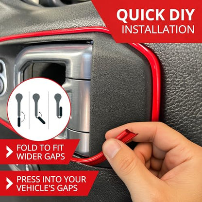 Car Gap Filler – 10 Ft Red Trim Molding - Made in USA – Award Winning Universal Car Interior Accessories for Dashboards, Panels, & Air Vents – Easy DIY Installation