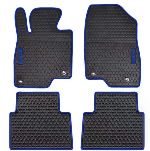 Car Floor Mats Custom Fit for Mazda 3 2014 2015 2016 2017 2018 Odorless Washable Heavy Duty Rubber (All Weather) Floor Liners Front and Rear Set Blue - color: Blue, size: Mazda 3:2014-2018
