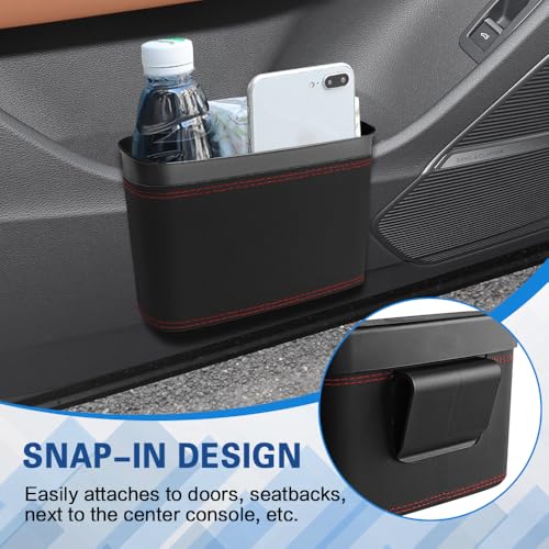 Car Trash Can with Lid, Car Trash Bin, Leakproof Vehicle Garbage Can with 30PCS Garbage Bags, Waterproof Auto Hanging Dustbin Storage Bag Container Accessories Fit SUV Office Home (Black-1PCS) - color: Black-1PCS
