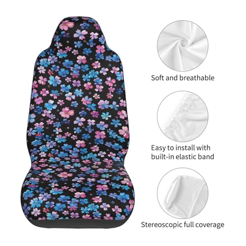 Car Seat Covers Full Set of 2 Blue and Pink Cherry Blossom Auto Seat Protector Polyester Fabric Front Seat Rear Bucket Seat Cover Universal fit for SUV Truck Van Sedans, Cute Floral - color: Pink Cherry Blossom