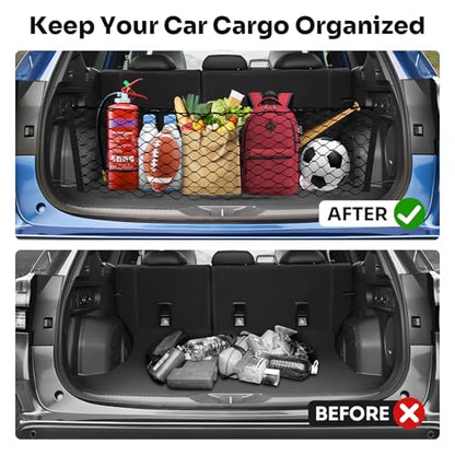 Canvcle Trunk Cargo Net for 2019-2024 Forester Accessories Envelope Style Mesh Trunk Net Organizer and Storage Stretchable Adjustable Elastic Nylon Rear Cargo Netting with Hooks - style: for Forester