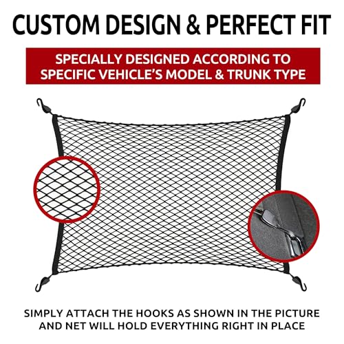 Floor Style Automotive Elastic Trunk Mesh Cargo Net for Audi Q5 Premium Prestige 2018-2025 - Premium Trunk Organizers and Storage - Luggage Net for SUV- Best Car Organizer for Audi Q 5