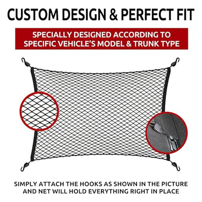 Floor Style Automotive Elastic Trunk Mesh Cargo Net for Audi Q5 Premium Prestige 2018-2025 - Premium Trunk Organizers and Storage - Luggage Net for SUV- Best Car Organizer for Audi Q 5