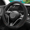 Elastic Stretch Steering Wheel Cover, Warm in Winter and Cool in Summer, Universal 15 inch Microfiber Breathable Ice Silk Anti Slip Car Interior Accessories, Odorless, (Black) - color: Black
