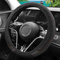Elastic Stretch Steering Wheel Cover, Warm in Winter and Cool in Summer, Universal 15 inch Microfiber Breathable Ice Silk Anti Slip Car Interior Accessories, Odorless, (Black) - color: Black