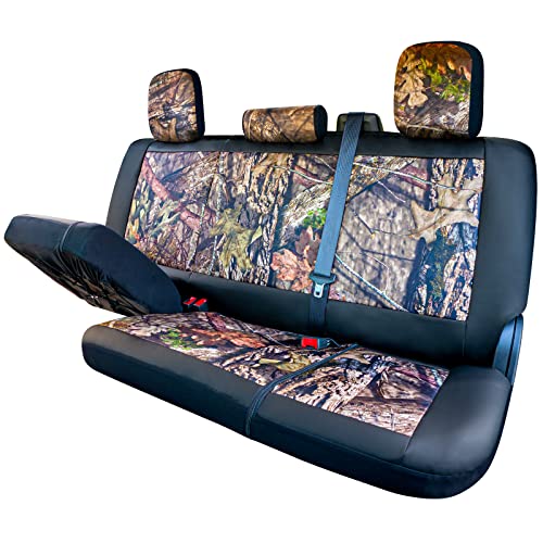 Season Guard Mossy Oak Camo Truck Bench Seat Cover Fits All Full-Size Silverado F-150 Ram Sierra Titan Tundra Pickup Trucks; Folding Bench or Standard Bench Seats; 600D Oxford Fabric with Faux Leather - color: Truck Rear Cover Camo