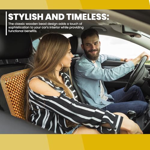 Wooden Beaded Car Seat Cover, Cooling Car Seat Cover Natural Double Strung, Massage Cushion Comfortable Beaded Seat Covers for Cars, Home and Office Car Seat Beads for Driving - size: 1-Pack