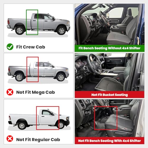 LASFIT Floor Mats 2019-2025 2026 for Ram 2500/3500 Crew Cab Bench Seat, Not for Bucket Seat or Model with PTO KIT or 4X4 Shifter, All Weather TPE Custom Fit Car Mats Floor Liners 1st & 2nd Row, Black - style: 3) 2500/3500 | 2019-2026 | Crew Cab Bench Seat