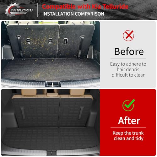 Floor Mats Compatible with 2020-2025 Kia Telluride 7&8 Seats (NOT for 2027) Cargo Mat Cargo Liner Back Seat Cover 2024 Telluride Accessories (Trunk Mat with Backrest Mats+Floor Mats) - style: For Kia Telluride | 2020-2025