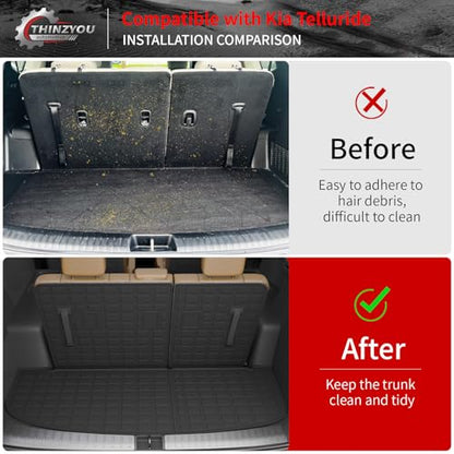 Floor Mats Compatible with 2020-2025 Kia Telluride 7&8 Seats (NOT for 2027) Cargo Mat Cargo Liner Back Seat Cover 2024 Telluride Accessories (Trunk Mat with Backrest Mats+Floor Mats) - style: For Kia Telluride | 2020-2025