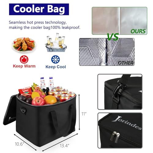 Collapsible Trunk Organizer for Car with Insulated Leak proof Cooler Bag, 3 Compartments SUV Cargo Organizer Removable Dividers, 5 in1 Car Storage Organizer with Foldable Lid,2 Tie-Down Straps(Black)