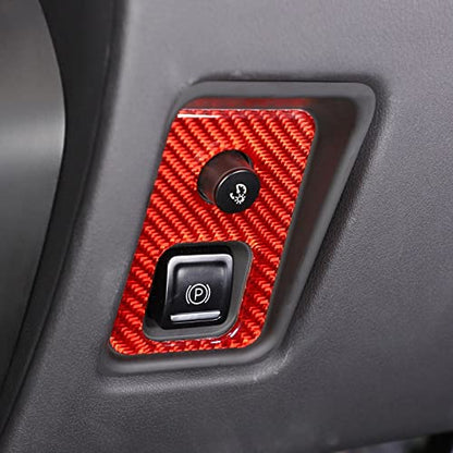 TOYCIDFG Handbrake Control Panel Frame Trim Cover Compatible with Chevrolet Corvette C8 Z06 2020-2024 Carbon Fiber Handbrake Switch Interior Accessories (Red Carbon Fiber)