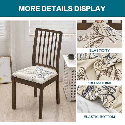 KRFOONN Waterproof Seat Covers for Dining Room Chairs Set of 4 with Bench Cover Washable Dining Chair Covers Removable Kitchen Chair Cushion Slipcovers Protector, A10 - color: Color A10