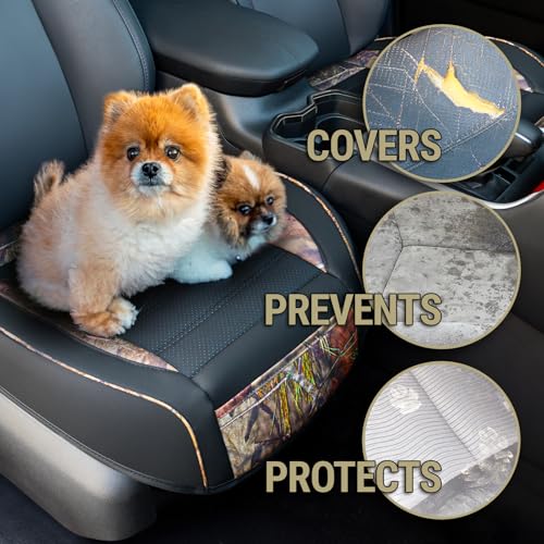 Mossy Oak Camo Car Seat Covers, Padded Bottom Seat Cushion Cover with Bottom Wrap-Around & Anti-Skid; for Cars SUV Truck Minivan, Front Seat Protector, Heavy Duty Denier with Storage Pocket, 2 Pack - color: Truck Seat Cushion B