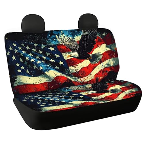 AFPANQZ Car Seat Covers Back Seat 2 Pcs Car Accessories, American Black Eagle Seat Protector for Back Seat Non-Slip Cars Interior Decoration for Women Men - color: American Black Eagle