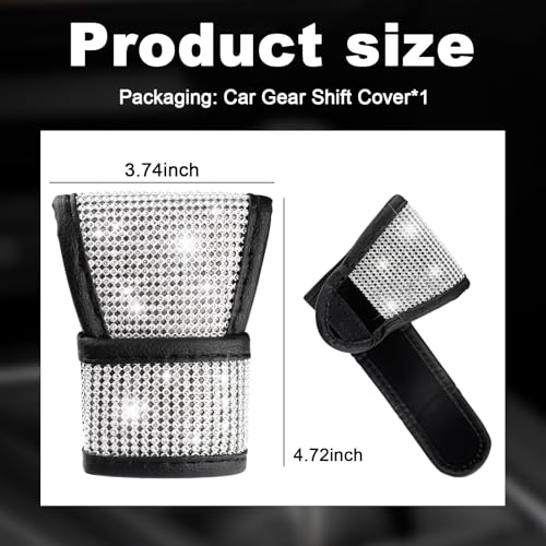 Bling Car Gear Shift Cover with Rhinestone,Stylish Crystal Gear Shift Knob Cover as Car Decorations,Universal Anti-Scratch Gears Shifter Covers Bling Cars Accessories for Women