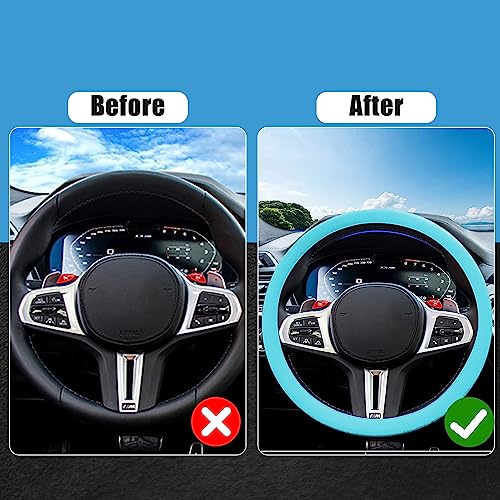 JDDRY Steering Wheel Cover - Silicone Protector - Universal Fit - Light Blue (1PC) - color: Light Blue