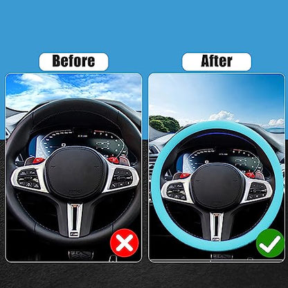 JDDRY Steering Wheel Cover - Silicone Protector - Universal Fit - Light Blue (1PC) - color: Light Blue