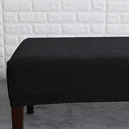 FORCHEER Dining Bench Cover Stretch Waterproof Black Dining Room Bench Table Seat Cover 54x18 Washable Non-Slip (Waterproof Jacquard Fabric-Black) - color: Waterproof Jacquard Fabric-black