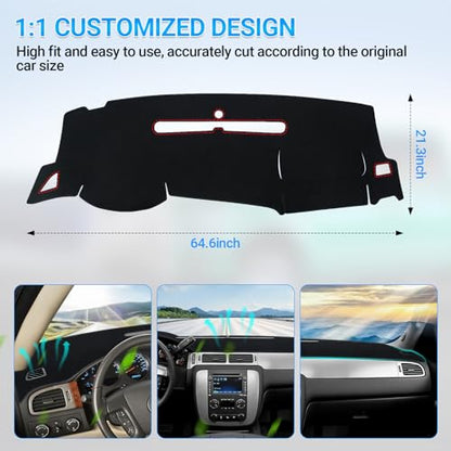 Dashboard Cover Dash Mat Compatible with GMC Sierra Chevy Silverado 2007-2013 Dash Covers - Models with Two Glove Boxes - size: 2007-2013 Chevy Silverado