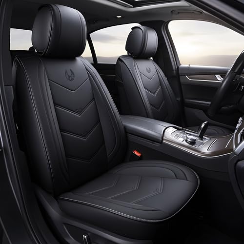 Seat Covers Full Set, Black Seat Covers for Cars 5 Seats, Car Seat Protector, Waterproof Faux Leather Car Seat Cushion, Front and Rear Car Seat Cover Fit for Most Sedans SUV Pick-up Truck (003 Black) - color: 003-Black