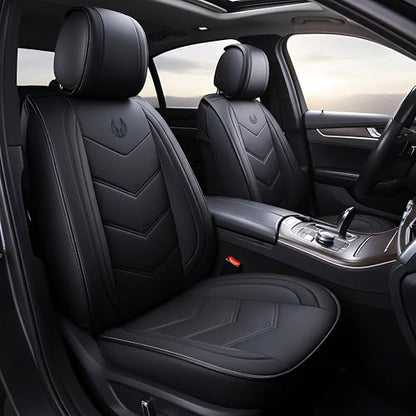 Seat Covers Full Set, Black Seat Covers for Cars 5 Seats, Car Seat Protector, Waterproof Faux Leather Car Seat Cushion, Front and Rear Car Seat Cover Fit for Most Sedans SUV Pick-up Truck (003 Black) - color: 003-Black