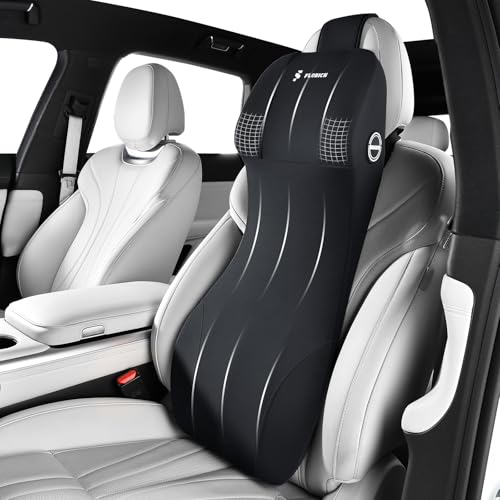 Lumbar Support with Car Headrest Pillow 2-in-1 Memory Foam Car Seat Headrest & Lumbar Cushion Ergonomic Back Support Pillow Seat Cushion for Car Seat Driving Neck Back Pain Relief, Black - color: Black, size: 2-in-1 Lumbar&headrest Pillow