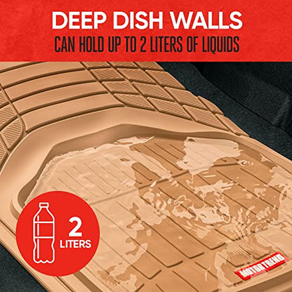 Motor Trend FlexTough Defender Floor Mats for Cars & TrunkShield Trunk Mat Set, Next-Gen Deep Dish Heavy Duty Car All Weather, Rubber Set Auto Truck Van SUV B09VYBHPDK - color: Beige, style: Cargo Combo