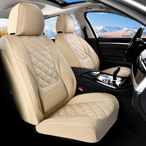 Car Seat Covers, Luxury Leather Seat Cover for Cars, Front Seat Covers, Car Seats Protector Waterproof, Faux Leather Car Seat Cushions, Universal Automotive Seat Covers for Most Cars SUV Trucks, Beige - color: Beige-B, size: Front