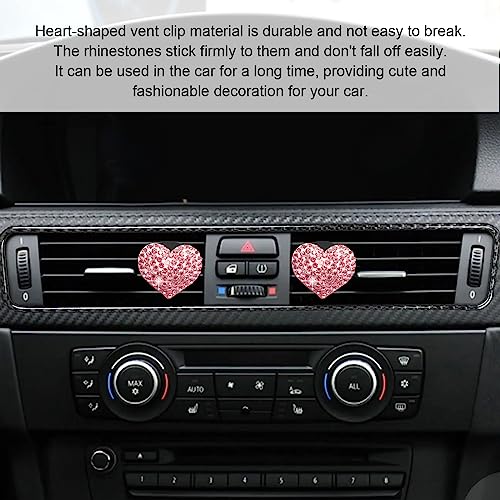 2Pcs Bling Crystal Heart Charms Car Vent Clips - Air Conditioning Outlet Decorative Accessories for Women and Men (Pink)