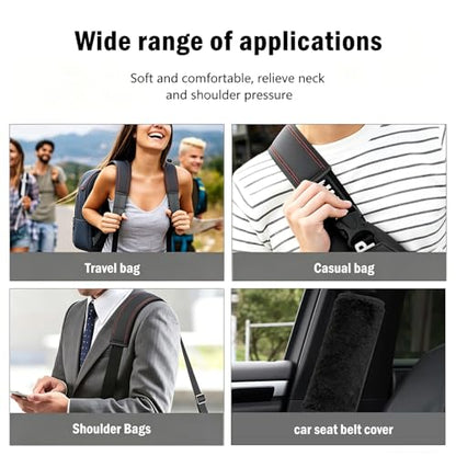 Soft Fuzzy Plush Seat Belt Covers - 2 Pack, Seat Belt Pads to Neck & Shoulder Comfort from Rubbing & Irritation, Universal Fit for Car, Truck, SUV, Airplane, Backpack Straps - color: J-001-Black