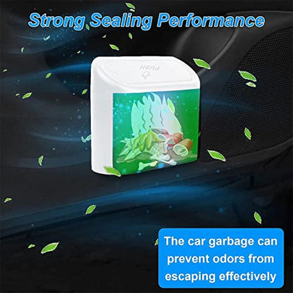 Mini Car Bin with Lid and 2 Trash Bags - White, Cute Car Accessory for Storage and Organization, Small Trash Can for Kitchen, Bedroom and Office - size: Car Trash Can - White with 2 Trash Bags